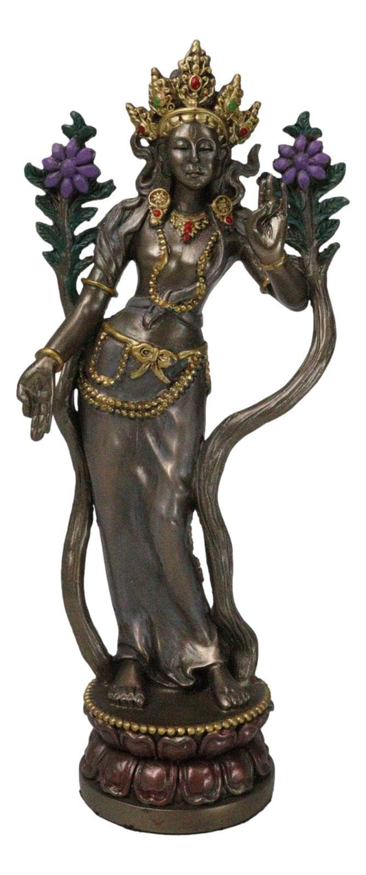 Ebros Tibetan Buddhism Divine Duality Arya Khadiravani Pure White Tara Goddess of Compassion and Healing Statue 8.25" Tall Buddha Autumn Moon Figurine Bodhisattva Jetsun Dolma Altar (White Tara)