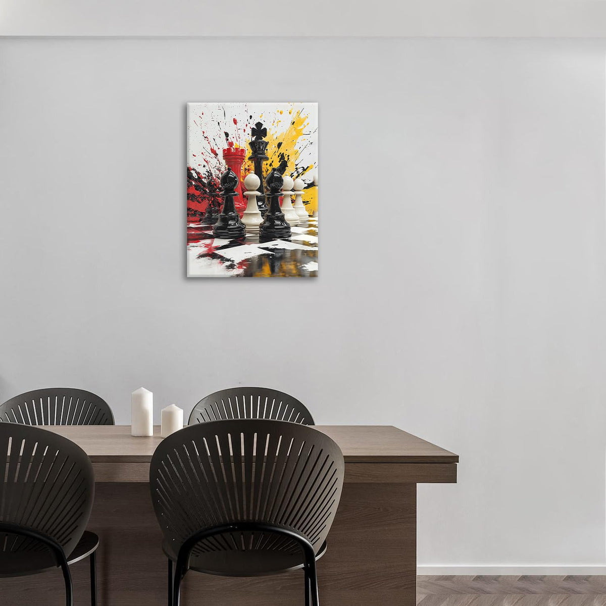 Chess Canvas Wall Art Intelligence Game Painting Framed ArtWork 20"x24" ﻿ (Chess / 24"L x 20"W)