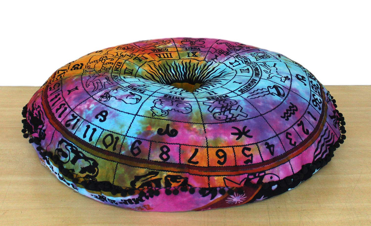 ICC 32 Inch Large Hippie Mandala Floor Pillow Ottoman Pouf Cover (Multi Color)