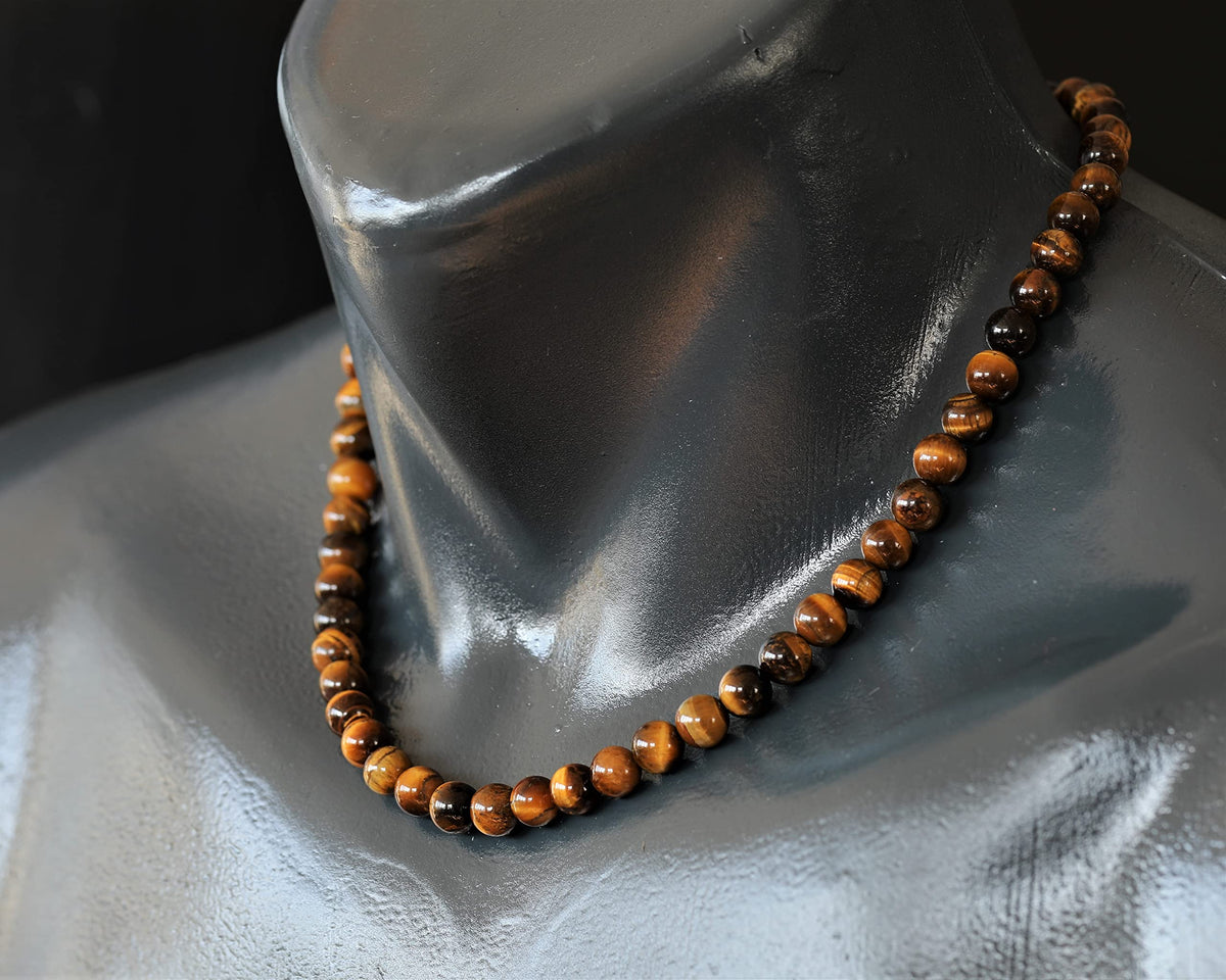 Natural Tiger Eye Beaded Choker Necklace (Tiger Eye / 36 Inches)
