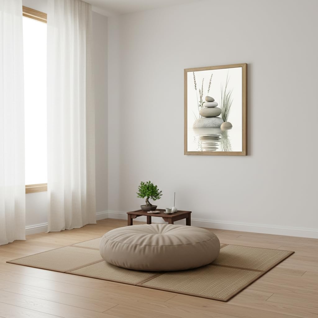 Framed Zen Stone Canvas Wall Art (Framed Zen / 16"L x 12"W)