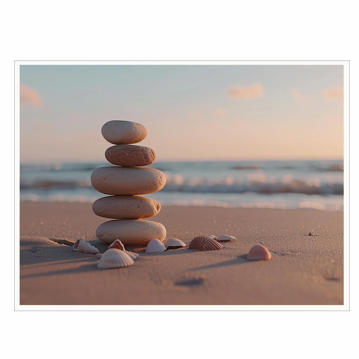 Zen Beach Stones and Shells Wall Art (Unframed-5 / 24"L x 36"W)
