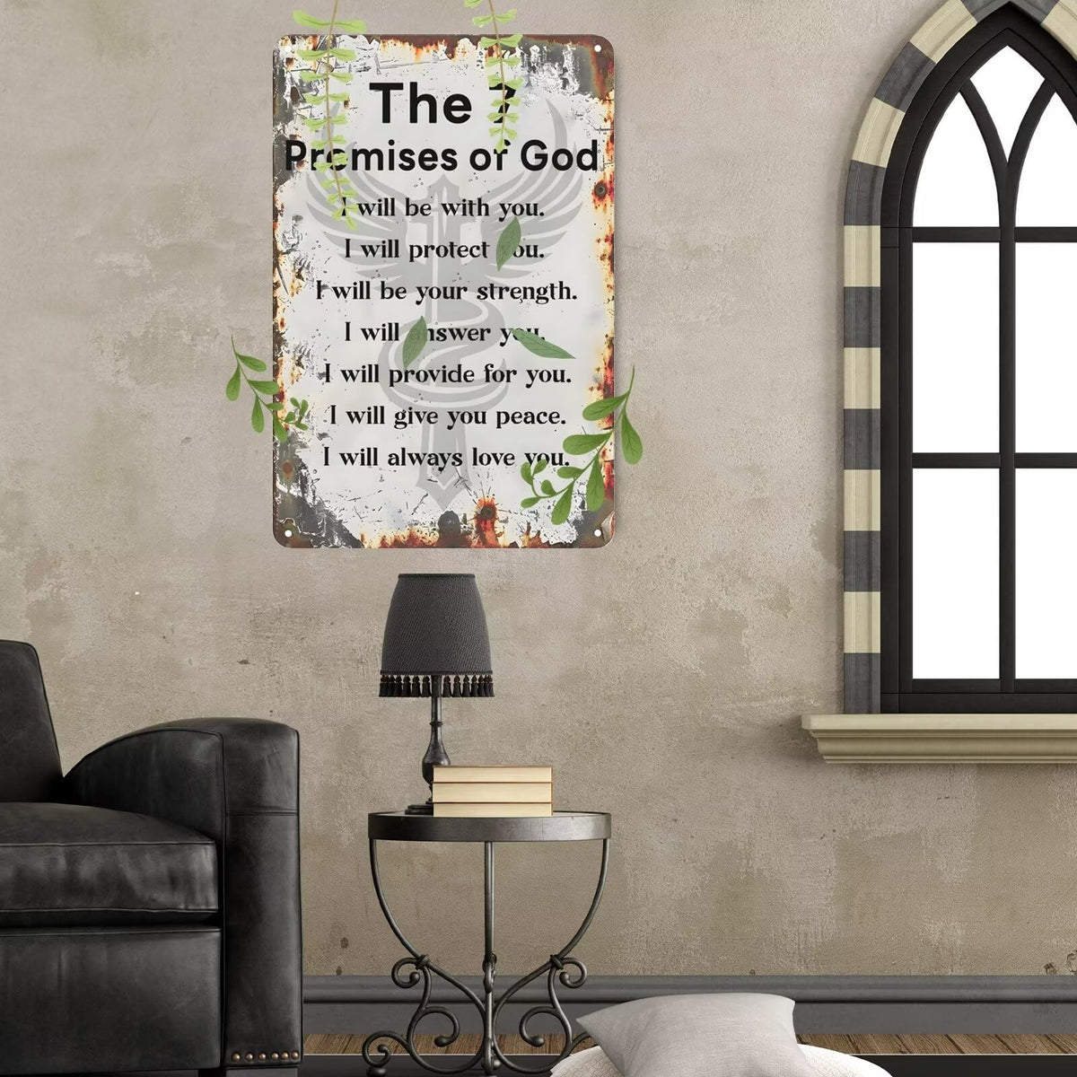 The 7 Promises of God Metal Sign Wall Decor Prayer Metal Sign (The 7 Promises of God / 12x16 Inch)