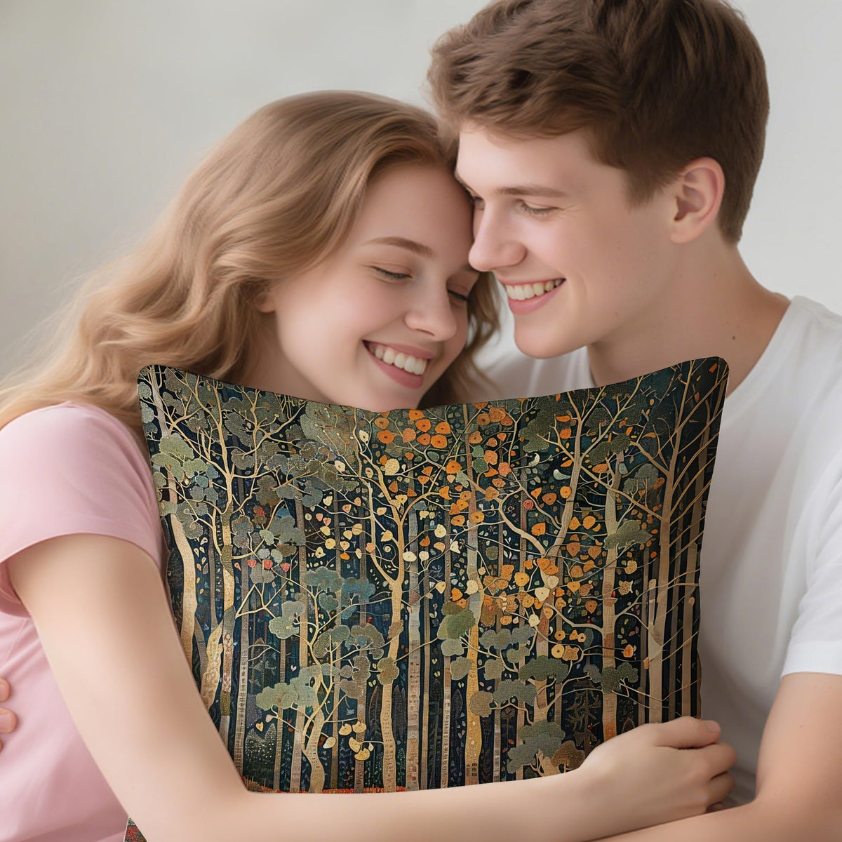 Art Nouveau Pillow Cover 18x18 (White-classical-01)