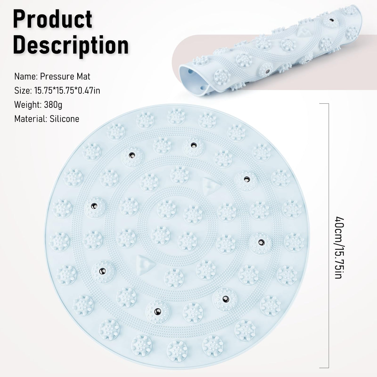 Acupressure Foot Massage Mat for Plantar Fasciitis Relief Round 16" (16*16" Blue)