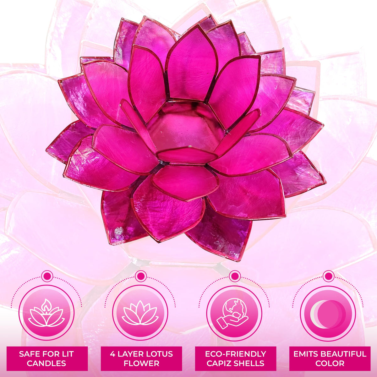 Moonshadow Handmade Capiz Shell Lotus Tea Light Holder (Pink)