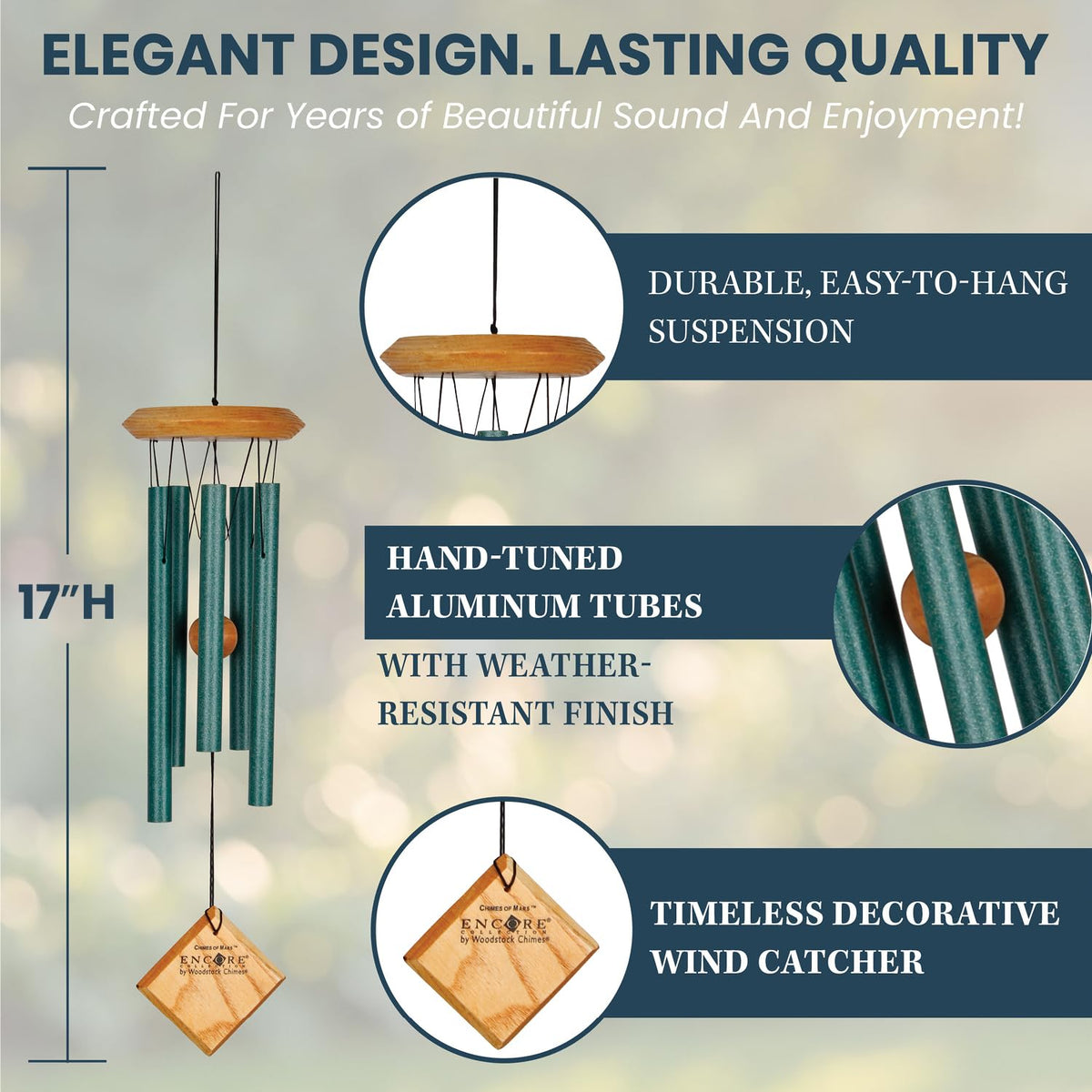 Woodstock Wind Chimes of Mars Wind Chimes for Outside (Verdigris)