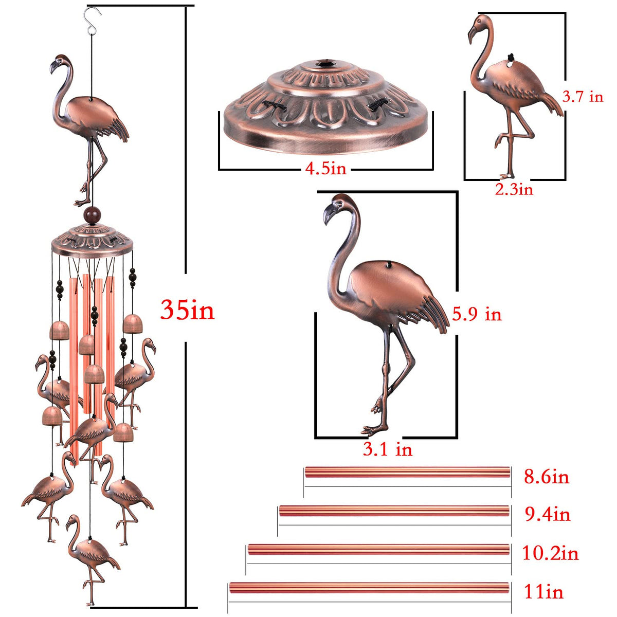 Outdoor Flamingo Wind Chimes Decor Gifts for Mom