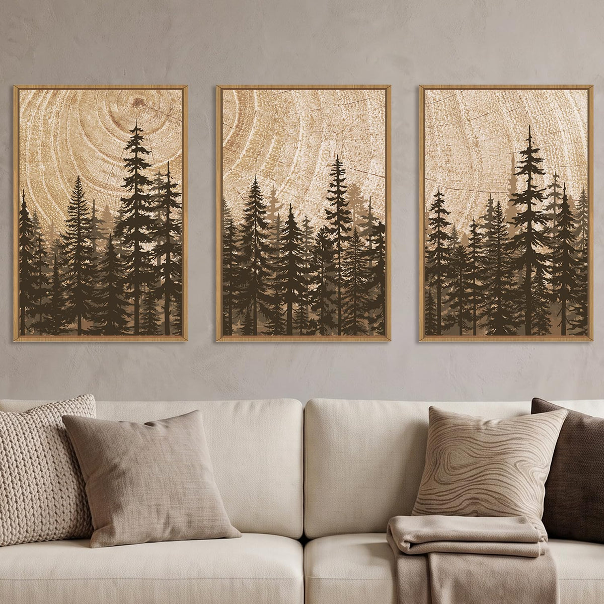 Pine Tree Framed Canvas Wall Art Set (Pine Tree Wall Art / 24"L x 36"W)