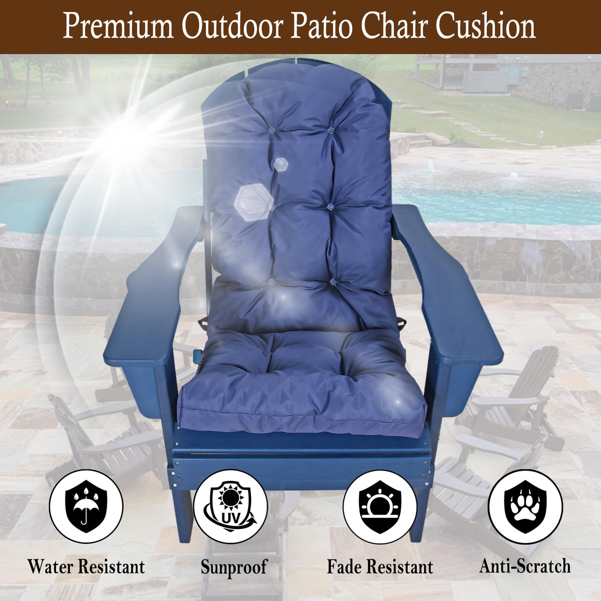 Outdoor Adirondack Chair Cushion (Navy)