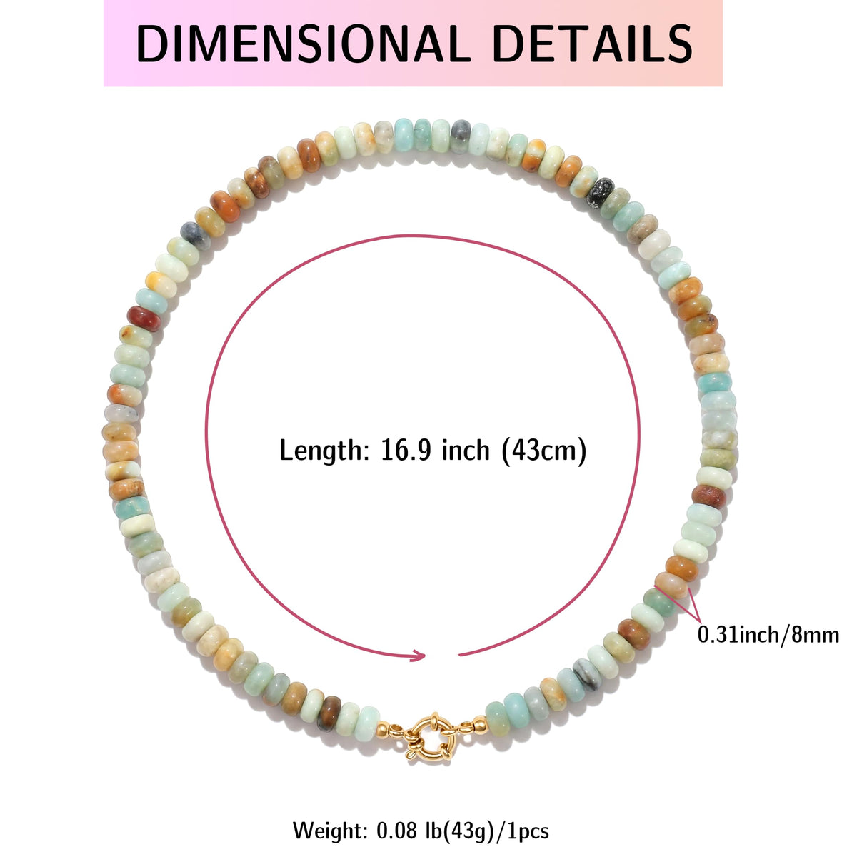 Amazonite Natural Stone Beaded Choker Necklace for Women (Amazonite)