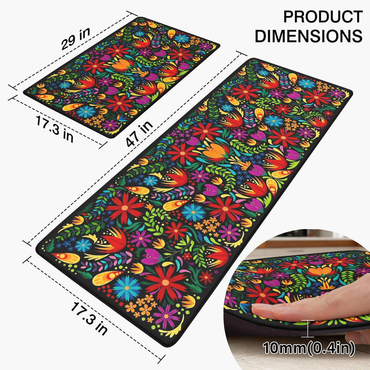 Anti Fatigue Kitchen Rugs Set of 2 (Grass-red)