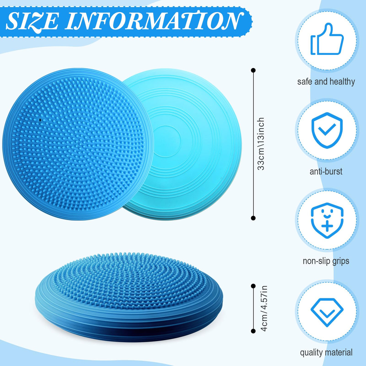 4 Pcs Wiggle Seat Inflated Wobble Cushion for Kids (Ocean Color)