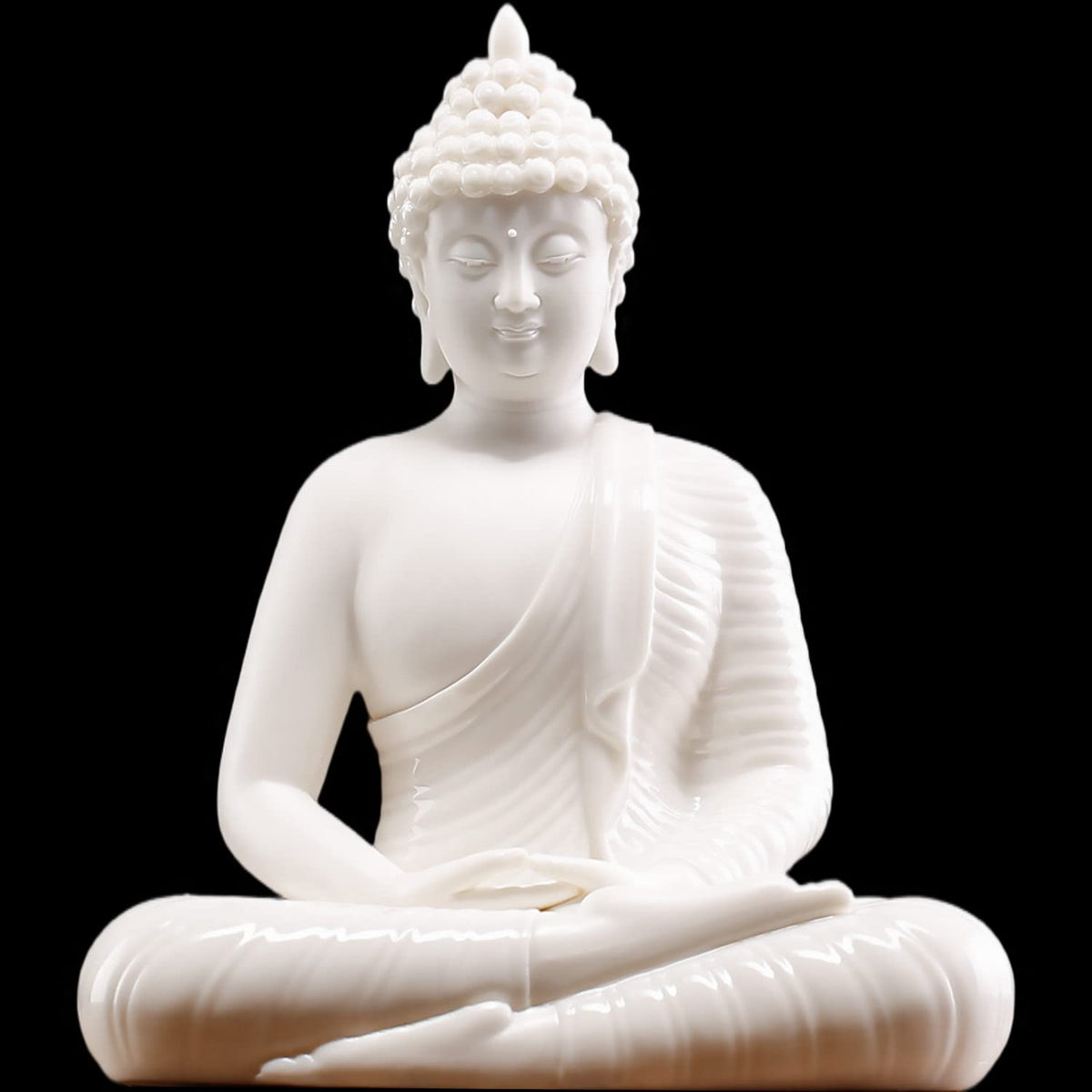 6 inch Small White Buddha Statue for Home Decor (White)