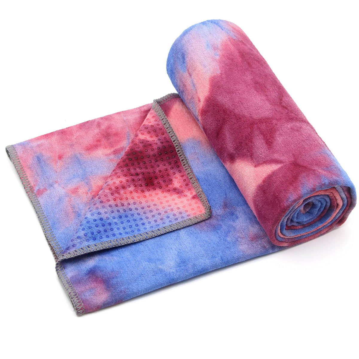 Yoga Towel Hot Yoga Mat Towel with Grip Dots Sweat Absorbent Non (Red & Blue / 72" x 24")