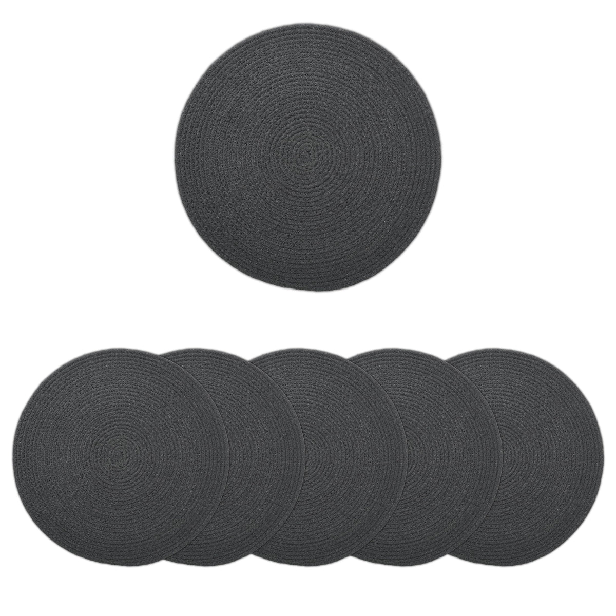 Placemats Round Cotton Dining Table Mats 13" (Dark Grey / 13" (Set of 6))