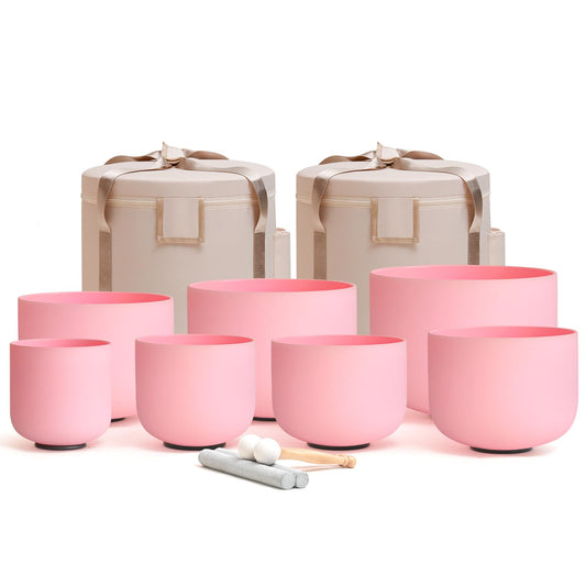 Crystal Singing Bowl Frosted 432HZ Set Of 7 PCS 6 (pink)