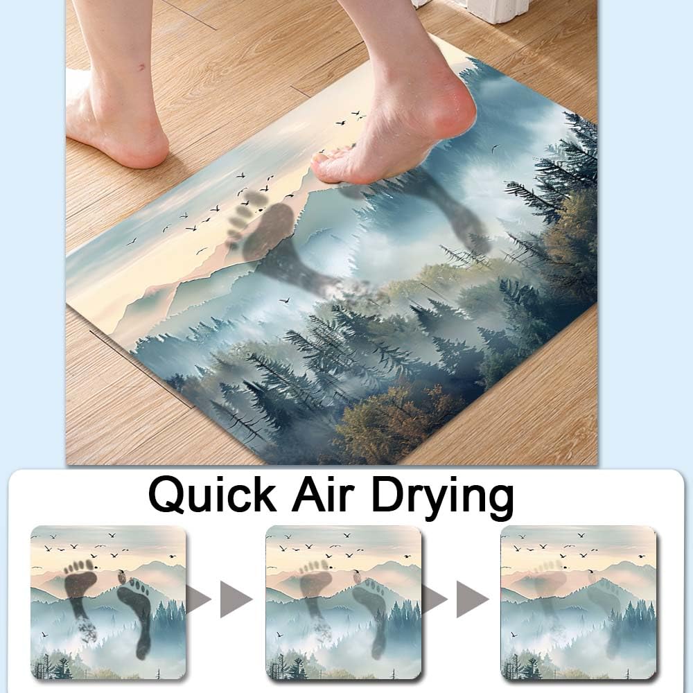 Bath Mat Bathroom Rug (Beautiful Misty Forest- / 20 x 31 inches)