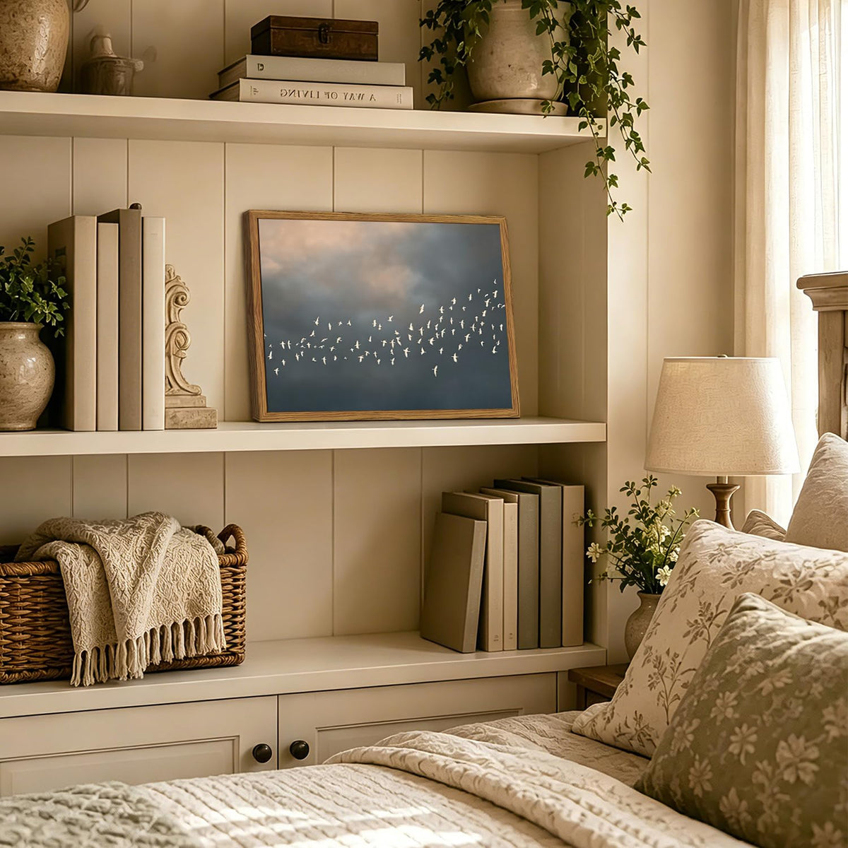 Framed Vintage Flying Bird Canvas Wall Art (Vintage Bird / 16"L x 12"W)