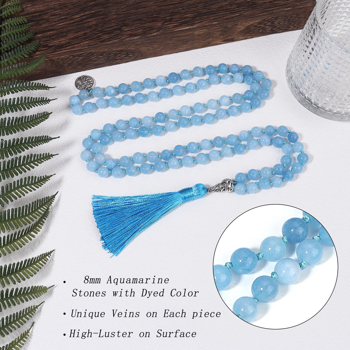 108 Mala Beads Semi (Aquamarine)