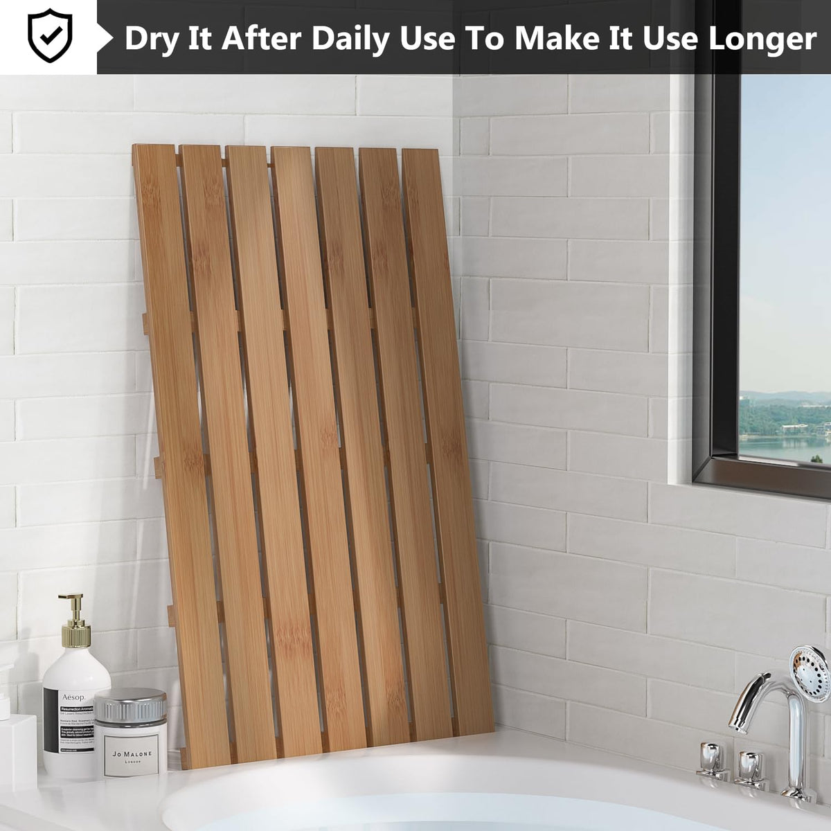 Wooden Bamboo Bath Shower Mat (Walnut / 31.3" x 18.1" (Rectangular))