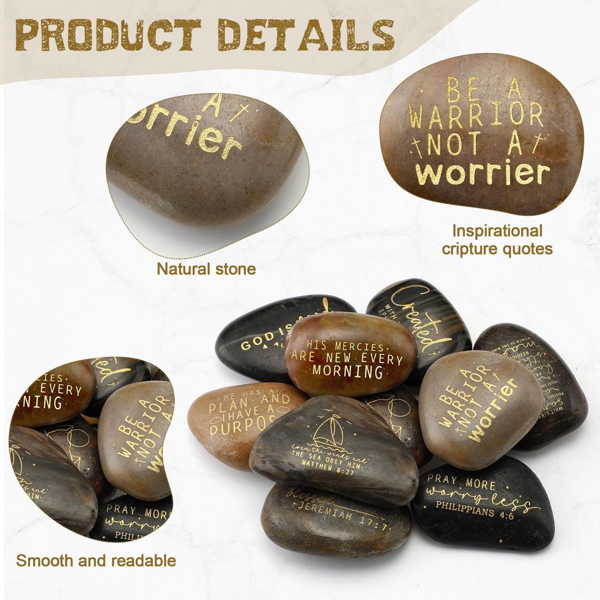 30 Pcs Bible Verses Scripture Stones Gifts Inspirational Rocks (Inspiring Bible)