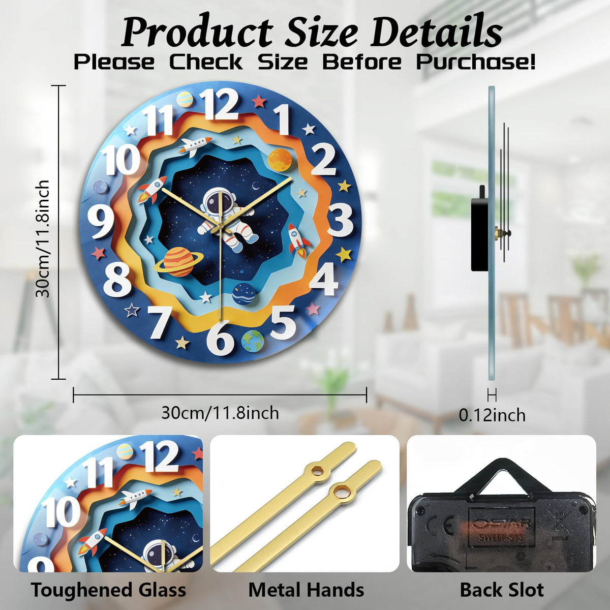 Astronaut Galaxy Wall Clocks Battery Operated (Astronaut in Starry Sky)