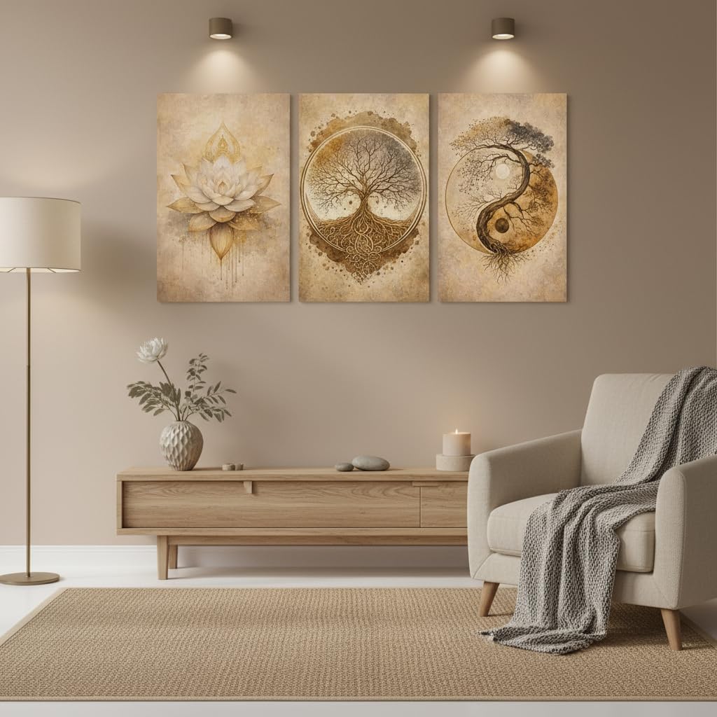 3Pcs Tree of Life Canvas Wall Art (Tree of Life / 16"L x 12"W)
