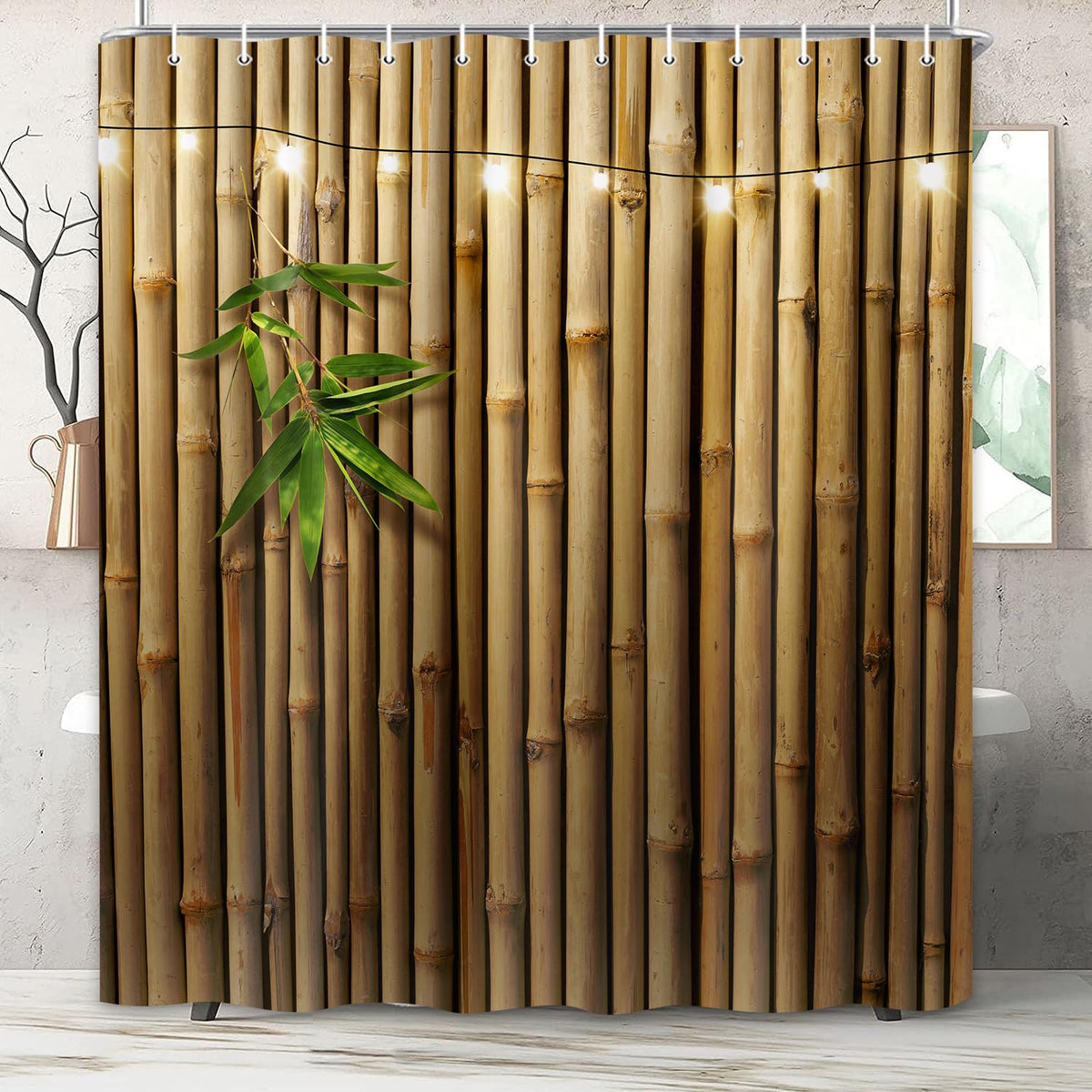 Bamboo Shower Curtain (Brown-02 / 72"W x 72"L (Pack of 1))
