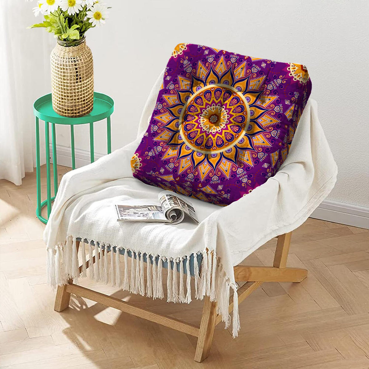 Mandala Meditation Cushion (10.mandala Meditation Cushion-1 / 22x22 inch square)