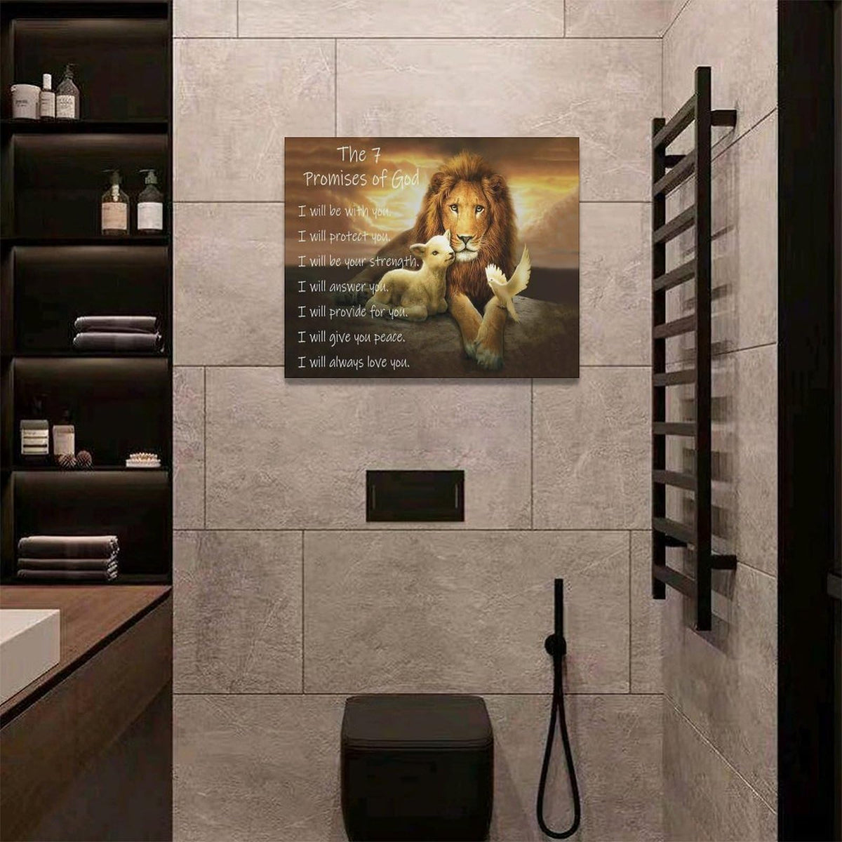 Lion of Judah Wall Art Christian Scriptures Canvas Prints Religious Lion and Dove Pictures Wall Decor the 7 Promises of God Painting Modern Artwork Home Decoration for Bedroom Living Room 20"x16" (Lion / 20"L x 16"W)
