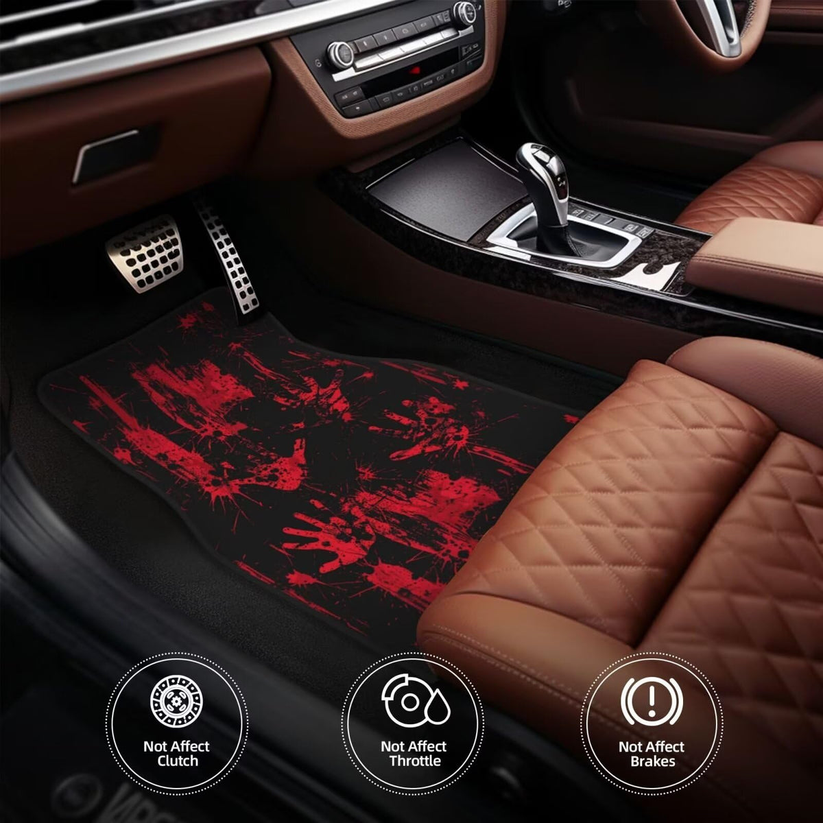 Car Floor Mats Full Set of 4 Pcs Horror Palm All (Palm)