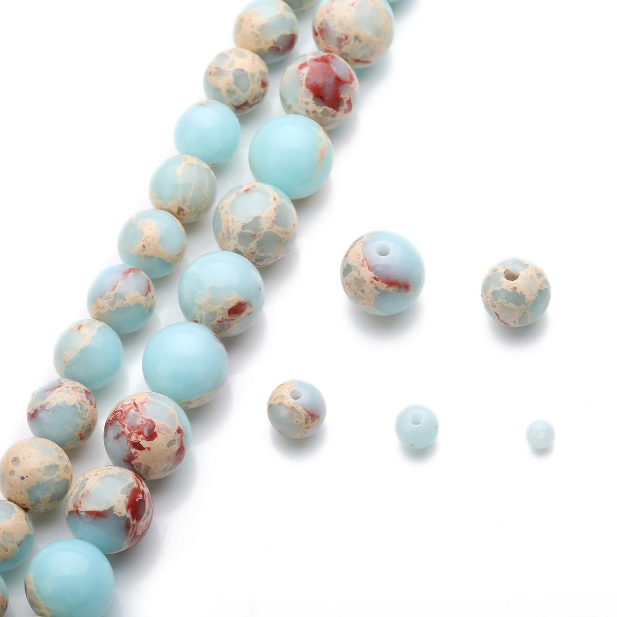 108Pcs Blue Imperial Spacer Loose Beads Bulk with Holes Handcrafted for DIY Bracelets Jewelry Making Crafts Supplies (Blue Imperial / 8MM, 108pcs)