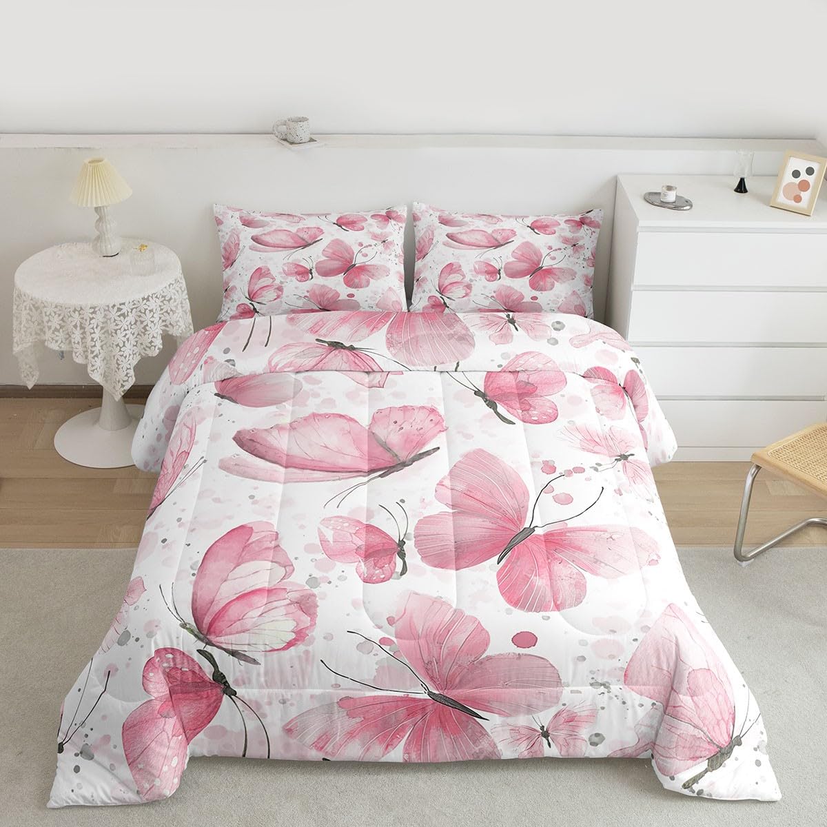 Girls Butterfly Kids Comforter Set Twin Size for Kids Boys Girls (Multi 815 / Twin)