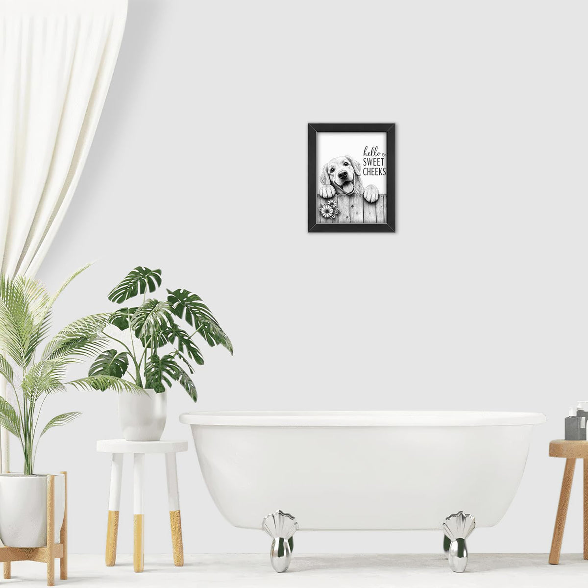 Funny Bathroom Wall Art Framed Dog Bathroom Decor (Framed Bathroom Art 4 / 20"L x 16"W)