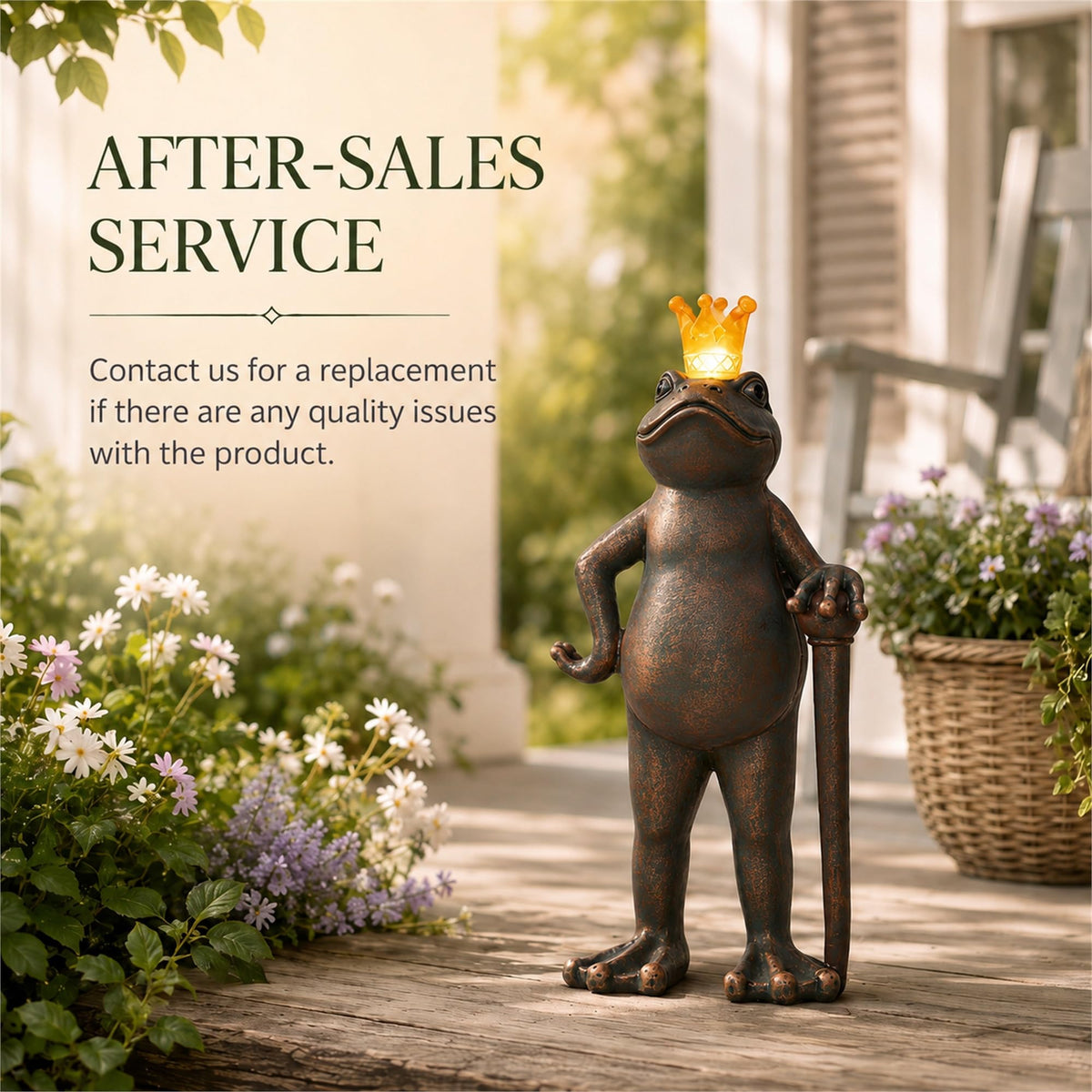 Solar Funny Frog Prince Garden Statue Outdoor Decor (Copper)
