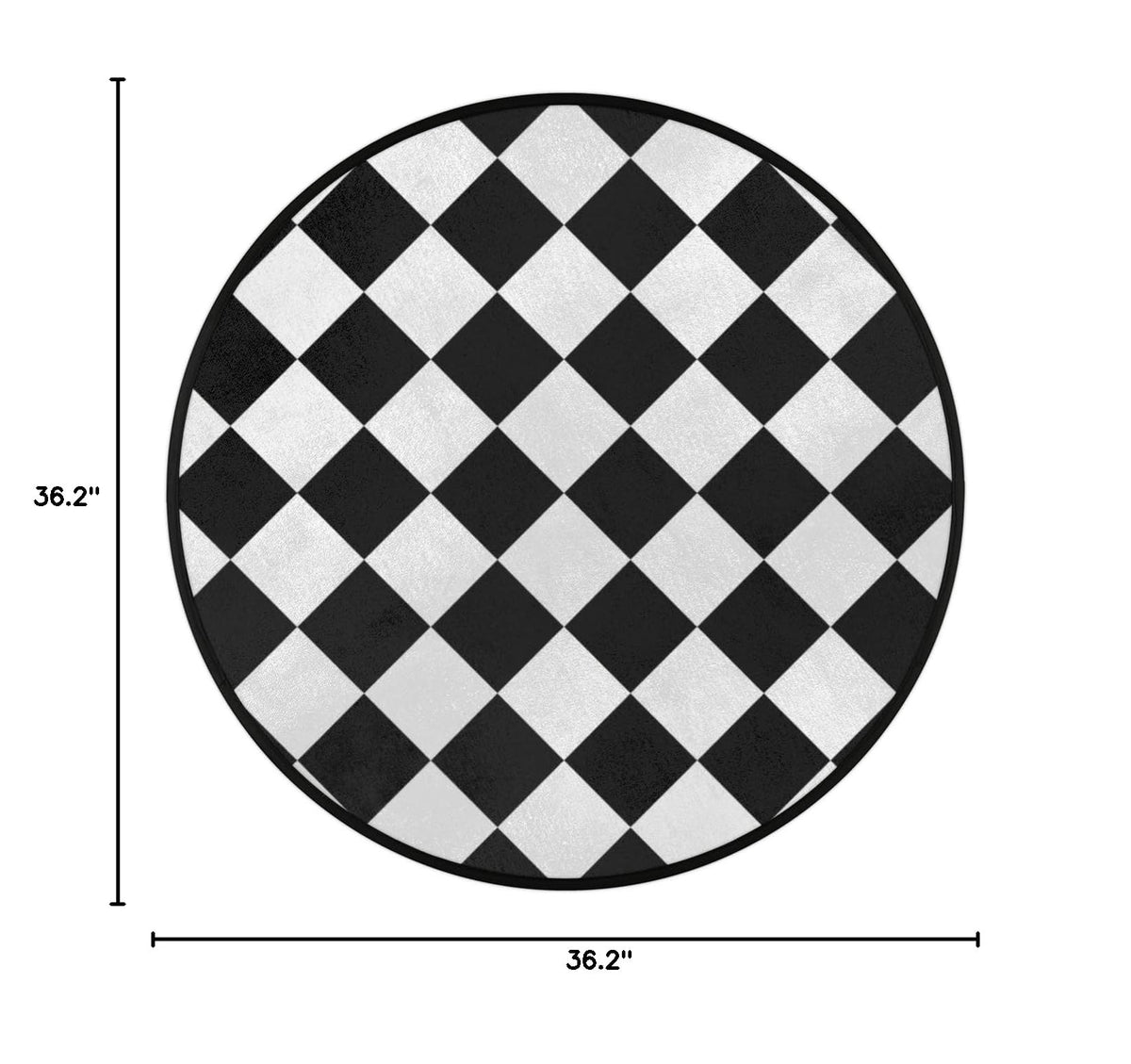 Black White Checkered Round Area Rug 3Ft Grid Circle Carpet Floor Mat (3 ft / Grid)