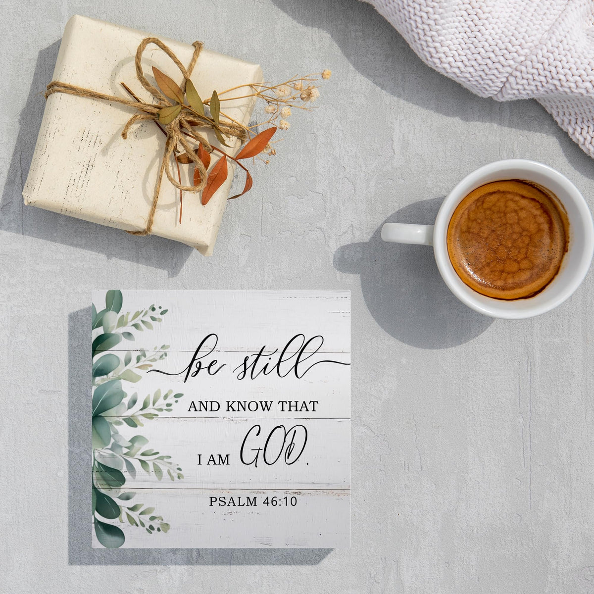 Be Still and Know that I am God Christian Desk Decor Office Wood Sign (Yelow)