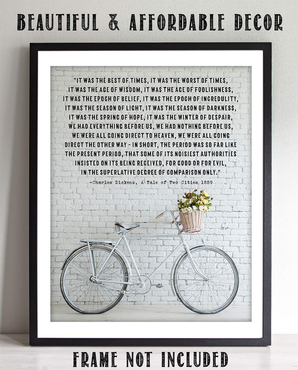 Charles Dickens Inspirational Quotes Wall Art Decor (Vintage Bike)