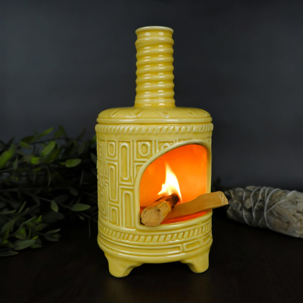 Yellow Ceramic Palo Santo Burner Holder (Retro Palo Santo Holder-yellow)
