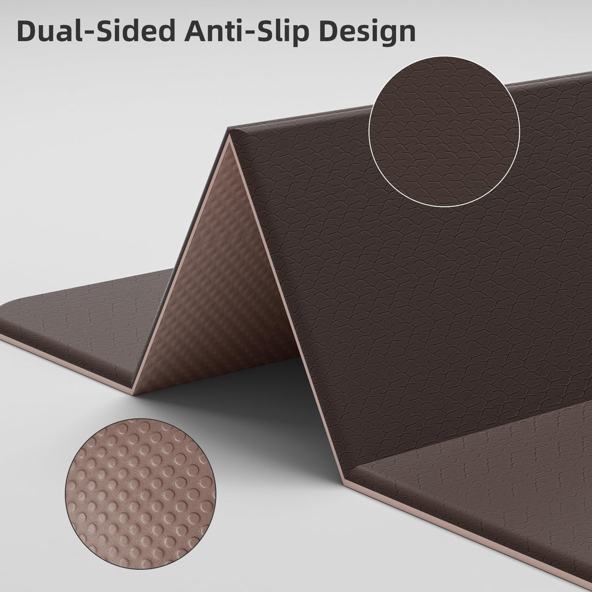 7 Fold Design Extra Thick Yoga Mat 72"L x 24"W x 0.47" (Brown & Beige)