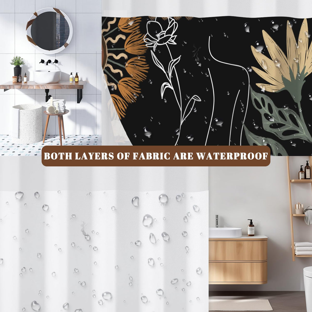 No Hook Shower Curtain with Snap in Liner Set (Body Art)