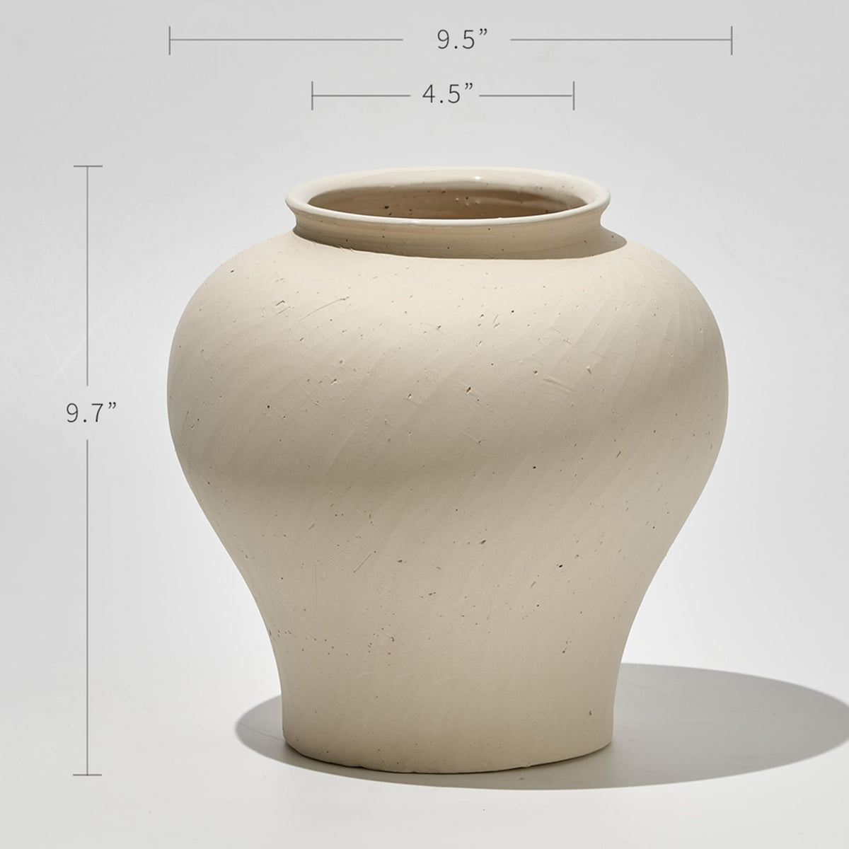 White Ceramic Rustic Vase (D - White 9.7")