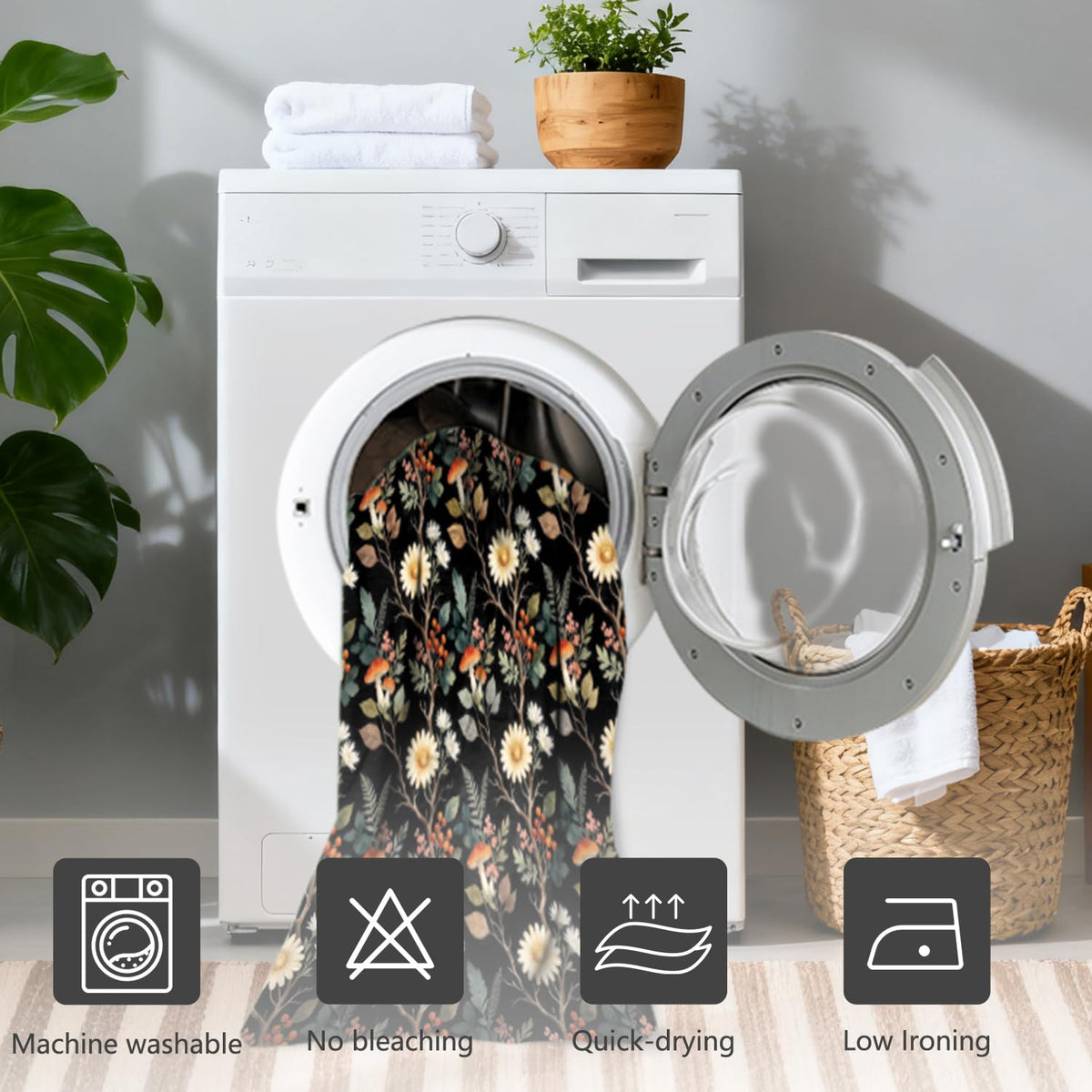 Dark Botanical Floral Shower Curtains for Bathroom (Dark Botanical)