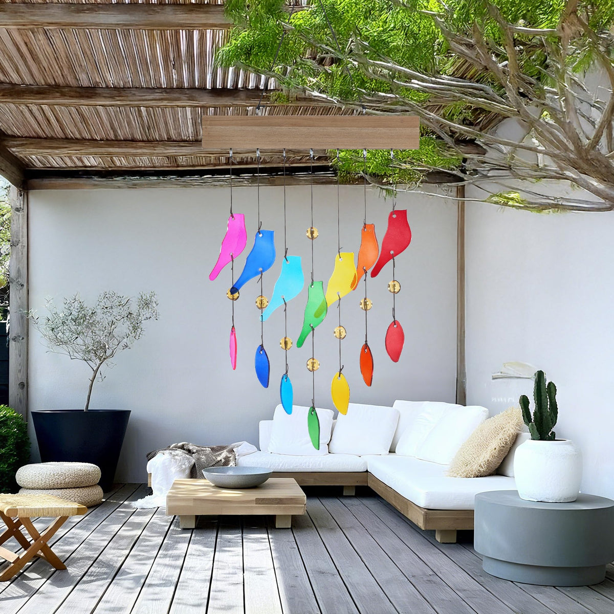 Handcrafted Glass Wind Chime (Red and Yellow)