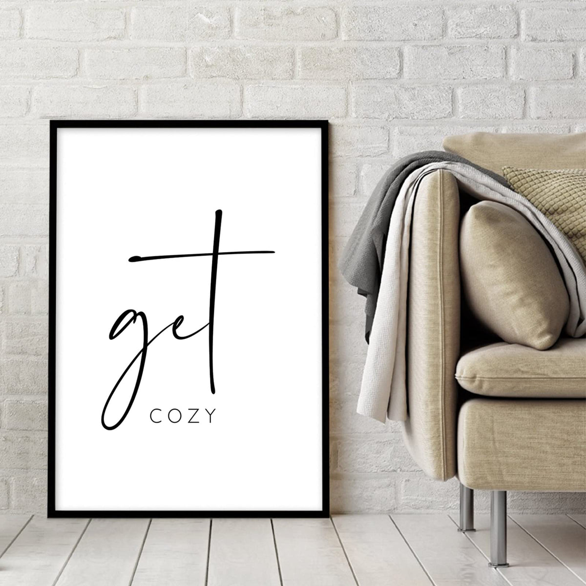 Get Cozy Wall Art Decor Stay Awhile Sign Canvas Above Bed Wall Art Guest Bedroom Decor Lets Stay in Bed Pictures Modern Painting Artwork for Living Room Guest Room 16x24x2 Inch Unframed (Get Cozy Prints / 16x24 Inch Unframed)