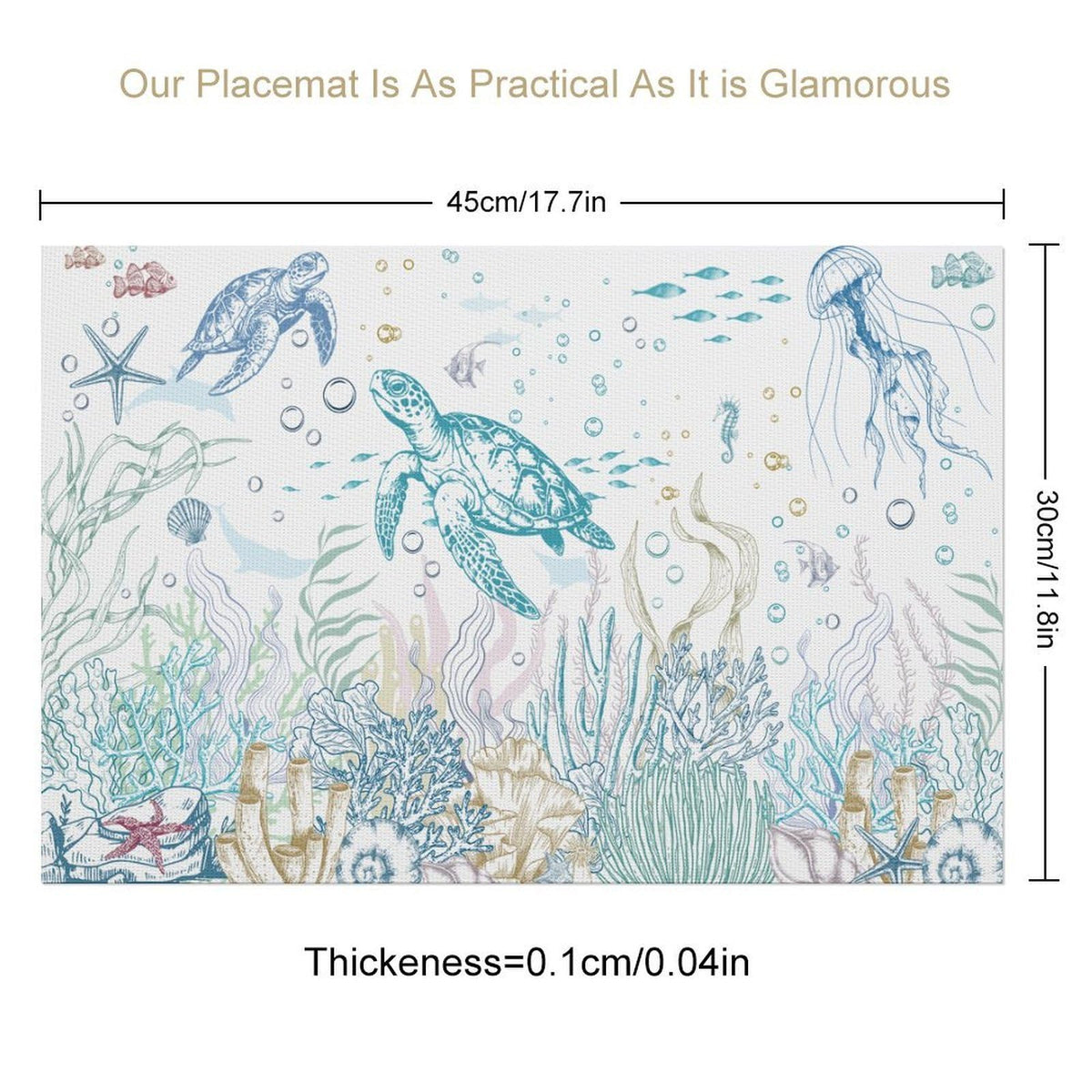 Sea Turtle Placemat Set of 6 (Coastal-12 / 6pcs)