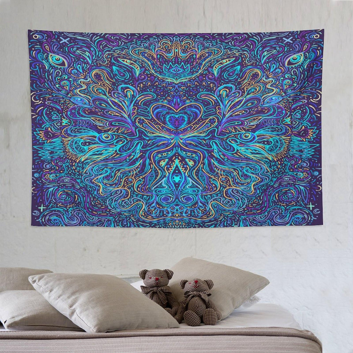 Hippie Bohemian Mandala Tapestry Wall Hanging Indian Gypsy Abstract Flower Floral Texture Print Tapestries Home Decor for Living Room Bedroom Apartment Farmhouse Dorm 60"x90" (60"L x 90"W / Mandala-8)