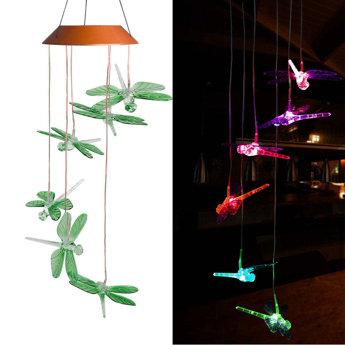 LED Solar Dragonfly Wind Chimes Outdoor