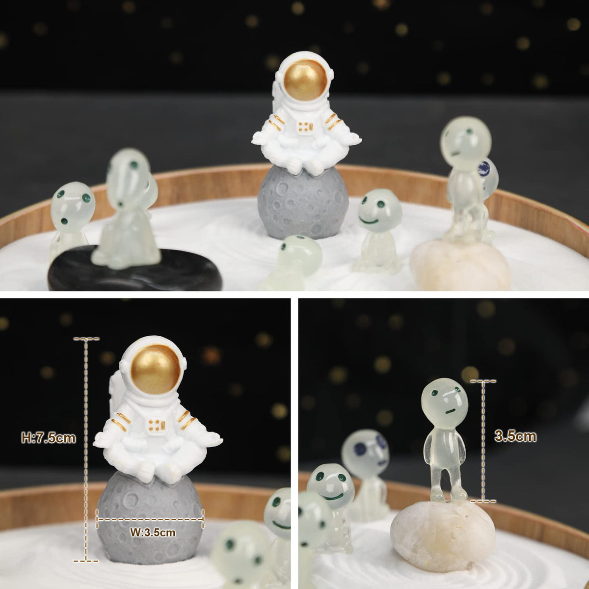 Mini Zen Garden for Desk Outer Space Themed (Spacemen Wh)